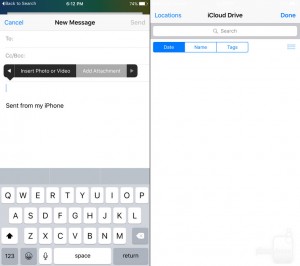 افزودن پیوست درایو آی کلود در ایمیل در صحبت از درایو آی کلود می توان گفت، 9 iOS ذخیره فایل در آی کلود را برایتان ساده می کند. بدون نیاز به خارج شدن از برنامه ایمیل. فقط انگشت خود را بر روی صفحه نمایش نگه دارید و اضافه کردن فایل پیوست را انتخاب کنید.