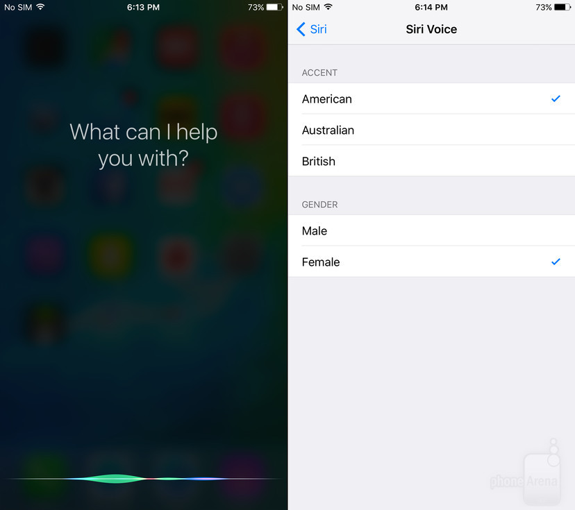سیری گزینه صدای جدیدی می گیرد iOS 9 سه لهجه صدای قابل تنظیم برای سیری اضافه می کند. شما ممکن است بخواهید با یکی از سه لهجه دوست داشتنی آمریکایی، انگلیسی (British)، و یا استرالیایی صدای آن را بشنوید.