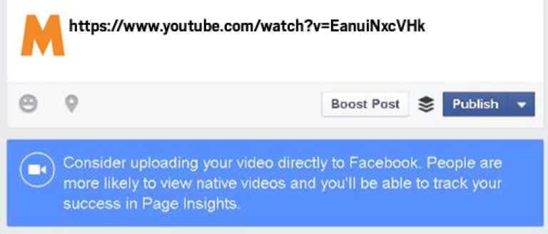 "آپلود ویدیو های خود را به طور مستیم در فیس بوک قرار دهید. مردم بیشتر دوست دارند که ویدیوهای بومی را تماشا کنند و شما قادر خواهید بودید موفقیت خود را در صفحه ای مجزا پیگیری کنید."