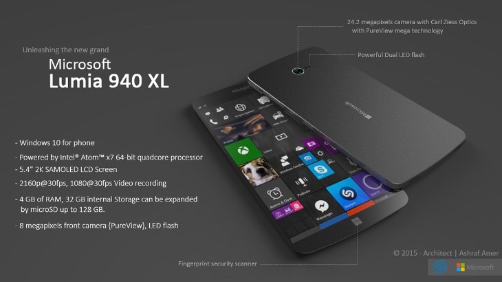 مشخصات جالب توجه پرچمدار جدید ویندوز 10 موبایل، لومیا 940XL