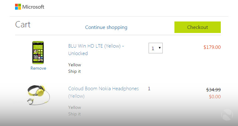 وقتی که شما گوشی را به سبد خرید اضافه می کنید یک ست هدفون های زرد رنگ Coloud Boom نوکیا نیز به آن اضافه می شود.