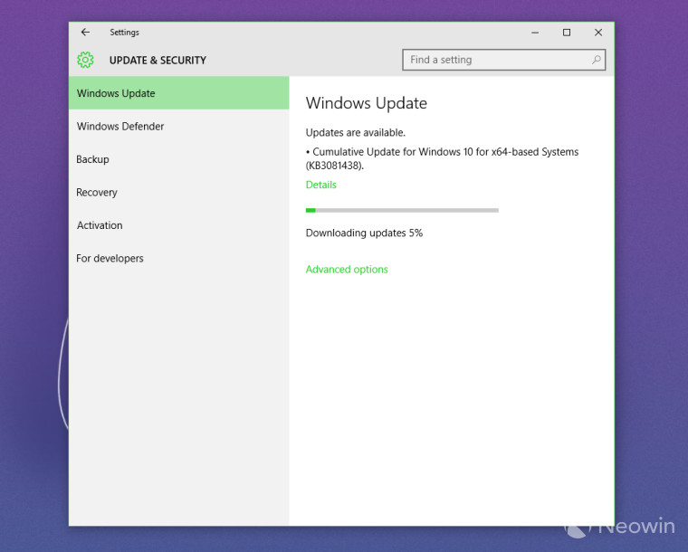 بروزرسانی دیگری از ویندوز۱۰.   Cumulative update 3 که هم اکنون از طریق Windows Update  به صورت زنده در دسترس می باشد، برای کاربران در سراسر جهان منتشر می شود.
