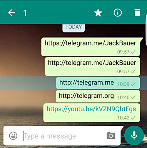 واتس اپ لینک های تلگرام در نسخه های اندورید را مسدود کرد