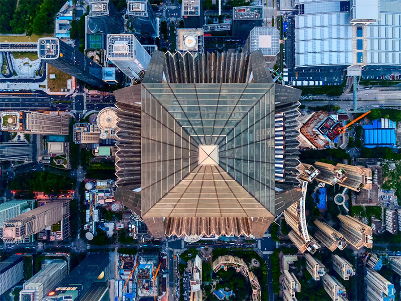 نمای مرکز تجارت جهانی پینگ ان و شهر شنزن از بالا