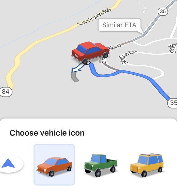 تغییر علامت فلش گوگل مپس به خودروی مورد علاقه