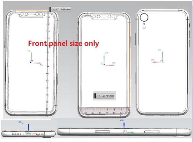 علاوه بر این، طرح شماتیک دیگری از آیفون 2018 با صفحه نمایش 6.1 اینچی منتشر شده که احتمالا با نام آیفون 9 معرفی خواهد شد. گزارش‌ها حاکی از آن هستند که این مدل با پنل نمایشگر ال‌سی‌دی و بدون لمس سه‌بعدی (3D Touch) همراه خواهد شد. 