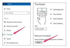 بازگرداندن تنظیمات پد لمسی در ویندوز 10