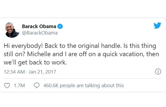 توییت باراک اوباما پس از ترک کاخ سفید