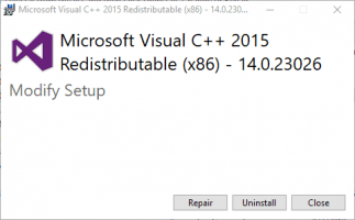 تعمیر یا نصب  Visual C++ 2015 Redistributable