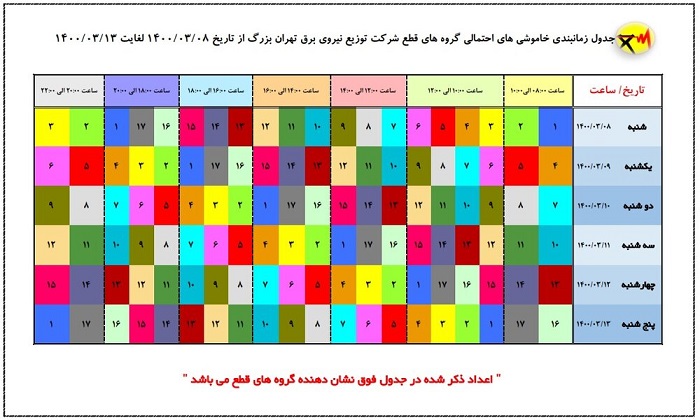 جدول زمان بندی قطعی برق امروز 11 خرداد 1400 همه استان ها