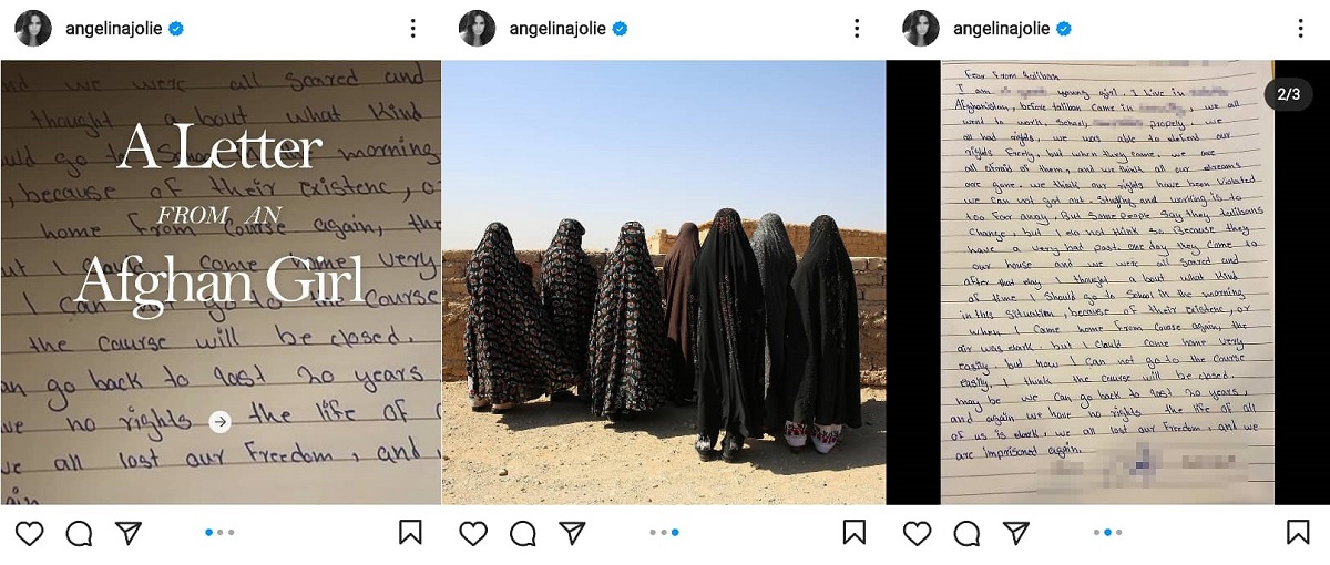 نخستین پست اینستاگرام آنجلینا جولی در حمایت از دختران و زنان افغان