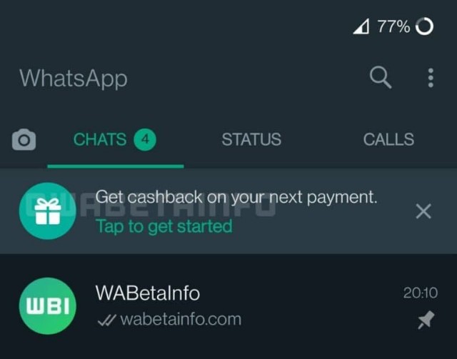 توسعه قابلیت جدید Cashback توسط واتساپ