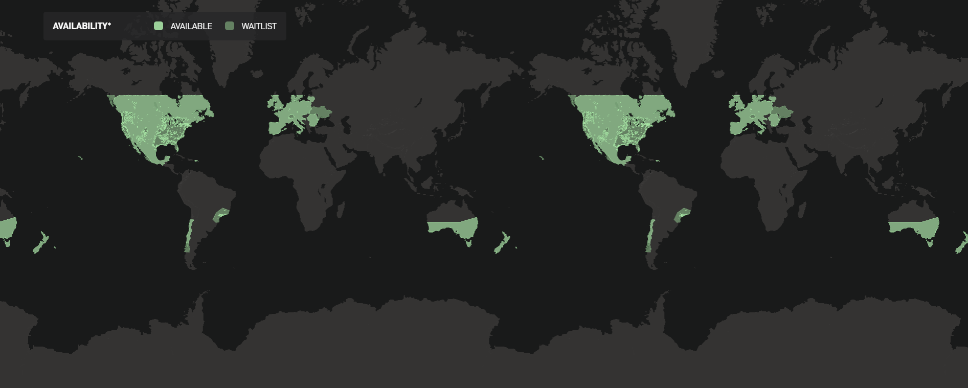 نقشه کشورهای تحت پوشش اینترنت استارلینک را ببینید