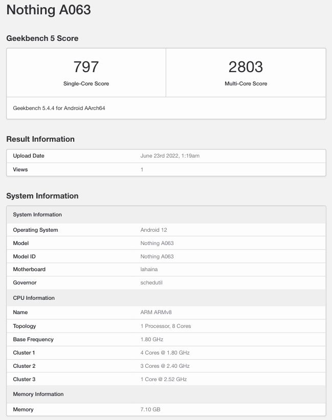 Nothing Phone (1) was seen with Snapdragon +778 in Geekbench