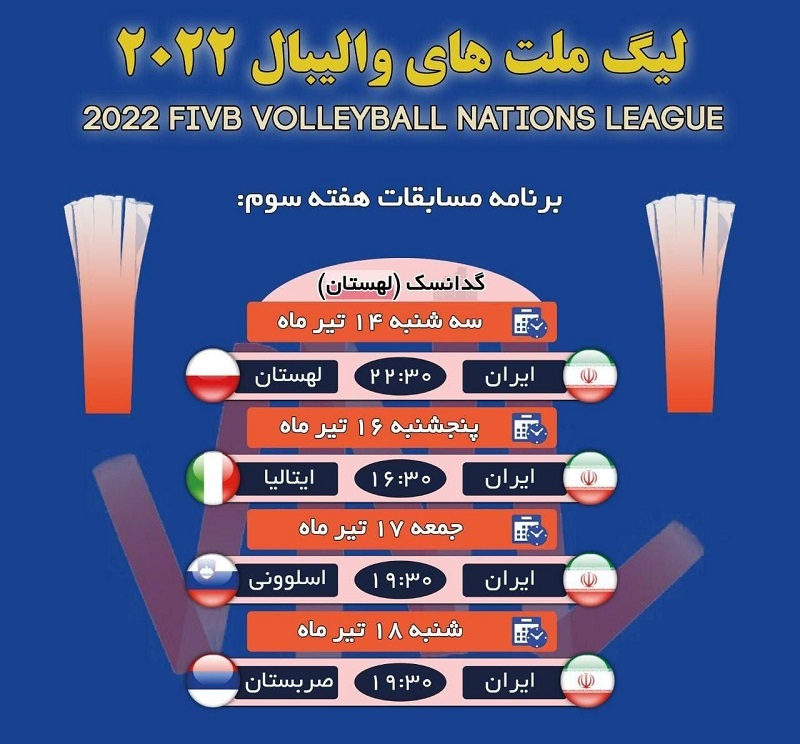 Iran's program in the Volleyball League of Nations 2022;  The third week
