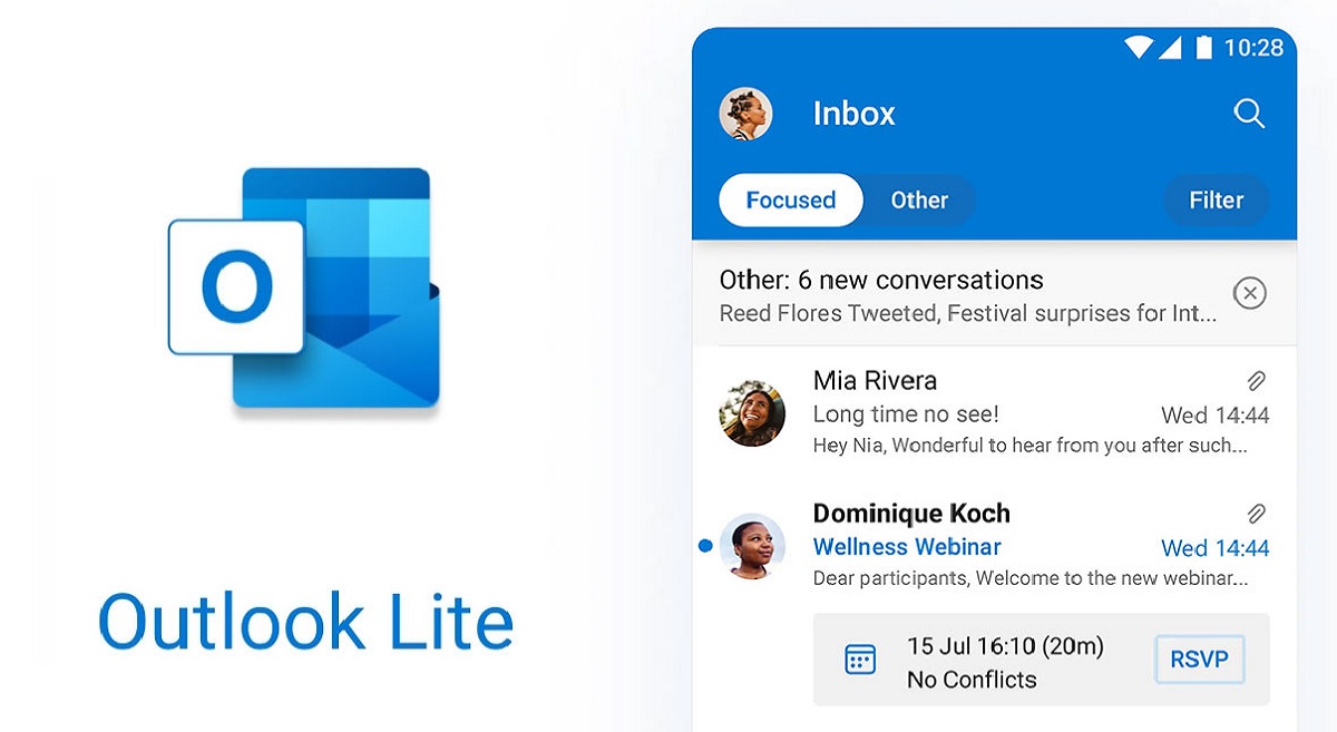 اپلیکیشن Outlook Lite برای مدیریت ایمیل‌ها