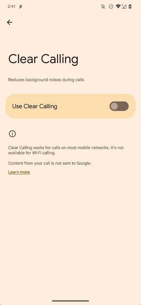 Clear Call feature