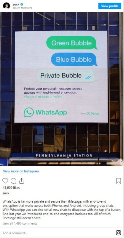 Meta and Apple advertising controversy;  WhatsApp or iMessage