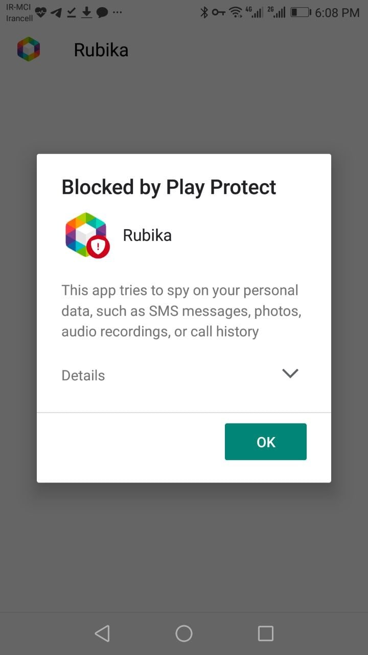 Google's security warning about Rubik's: This app is a spy 
