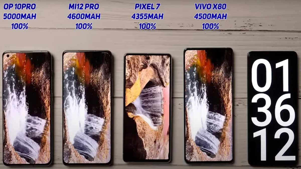 مقایسه باتری شیائومی 12 پرو با وان پلاس 10 پرو ، پیکسل 7 و ویوو X80 [+ ویدیو]