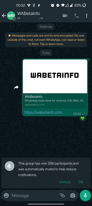 Optimizing notifications on WhatsApp