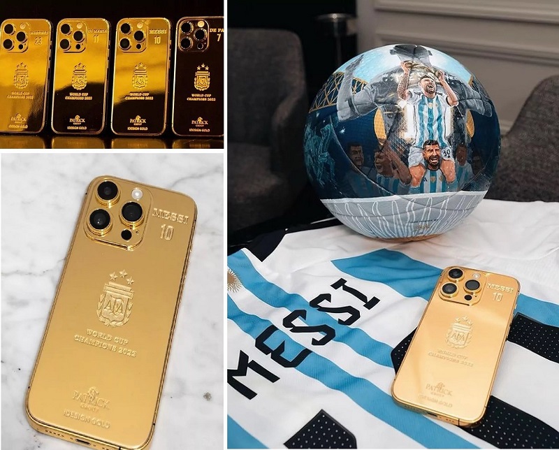 هدیه خاص لیونل مسی به قهرمانان جام جهانی ؛ آیفون با طراحی اختصاصی و طلای 24 عیار [+عکس]