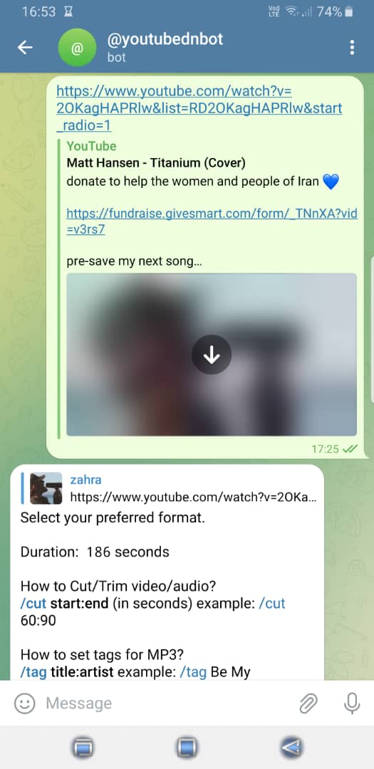 ربات تلگرام برای دانلود از یوتیوب با گوشی
