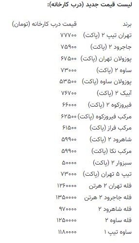 قیمت جدید سیمان تیر 1402 اعلام شد