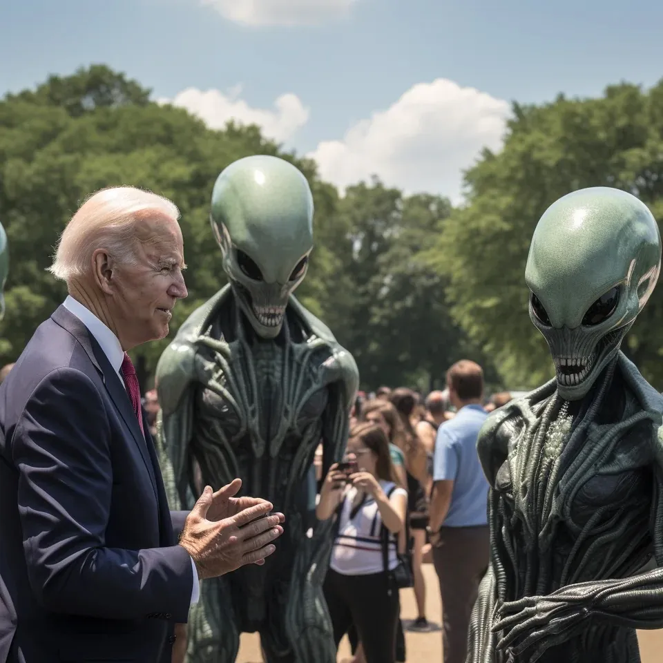 حضور موجودات فضایی در کاخ سفید به همراه جو بایدن