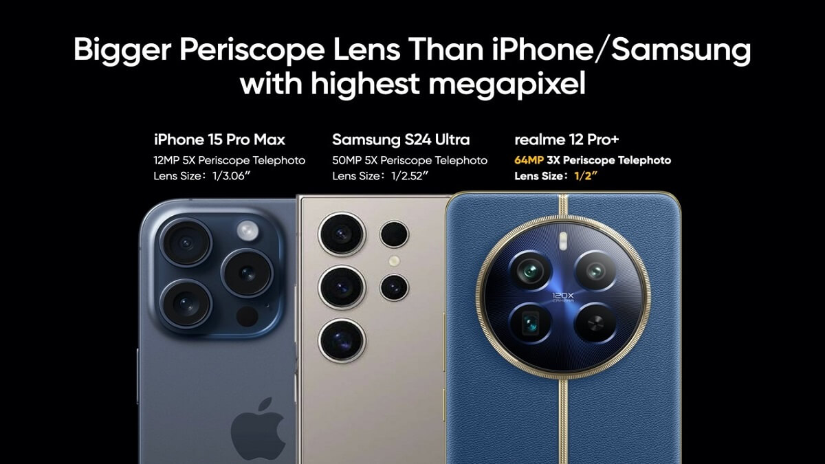 عرضه گوشی +realme 12 Pro به بازار، دوربینی با بزرگترین لنز پریسکوپی تلهفوتو