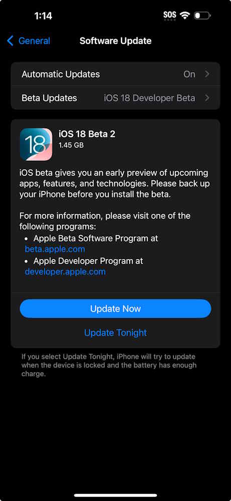 انتشار نسخه بتا دوم iOS 18