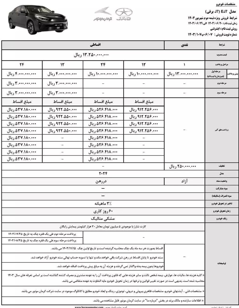 ثبت نام طرح فروش جک J7 برقی کرمان موتور آغاز شد