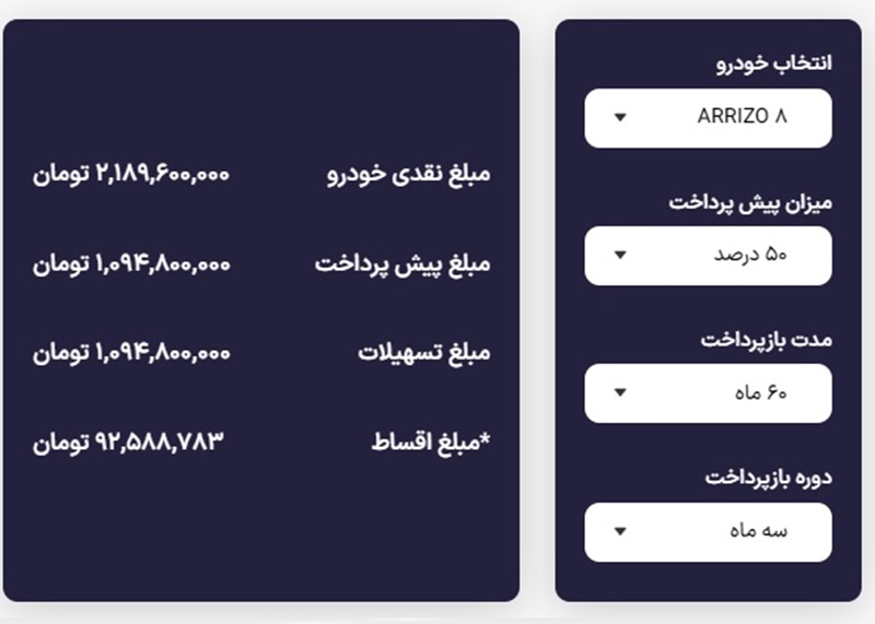 شرایط فروش ویژه پاییزی آریزو 8 مدیران خودرو 29 مهر 1403