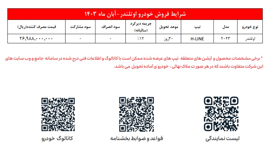 فروش ویژه پاییزی میتسوبیشی اوتلندر با موعد تحویل 1 ماهه