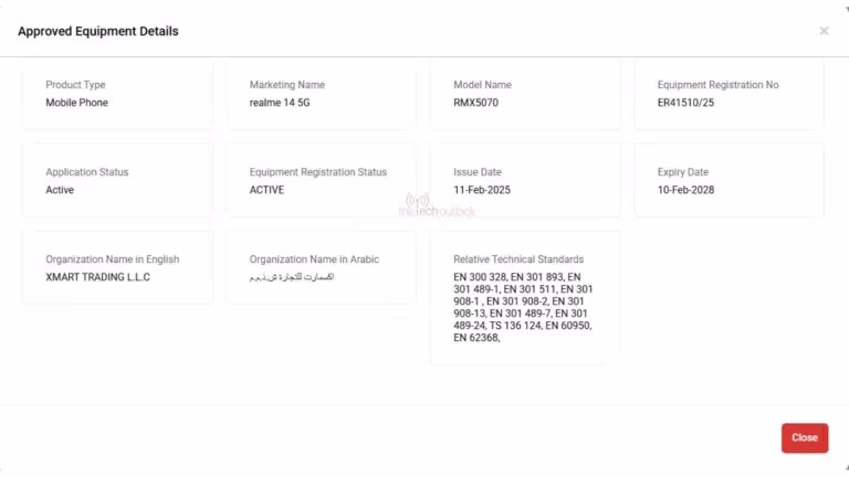 ریلمی 14 فایوجی با تاییدیه TDRA لو رفت؛ احتمال تغییر نام ریلمی P3 در برخی بازارها