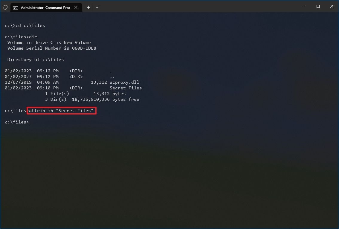 مخفی کردن فایل و پوشه در ویندوز با Command Prompt