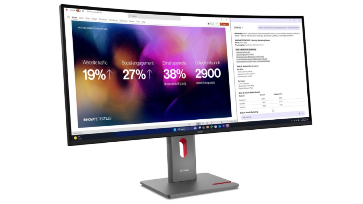 مانیتور خمیده جدید لنوو ThinkVision P40WD-40 با نمایشگر IPS Black و پورت Thunderbolt 4 معرفی شد